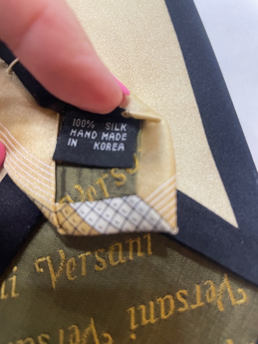 Versani Gold and black Geometric Stripe Tie. 100%silk. Spots. - Picture 6 of 8